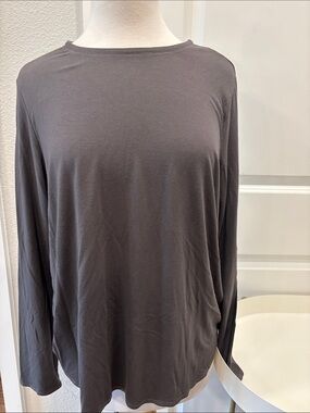 EUC Eileen Fisher Long-Sleeve Crewneck Shirt - Charcoal Gray